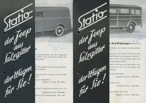 Statio Jeep / Salzgitter 4 Prospekte ca. 1950