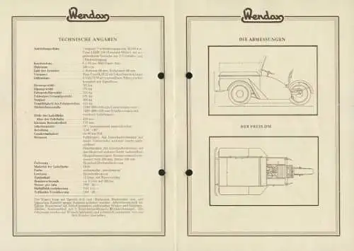 Wendax WL 250 Eil-Lieferwagen Prospekt 1949