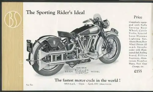 Brough Superior Programm 1938