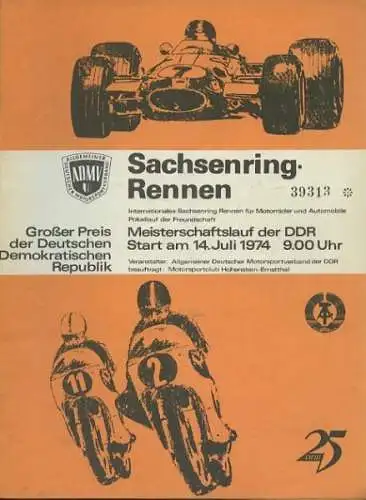 Programm Int. Sachsenringrennen 14.7.1974