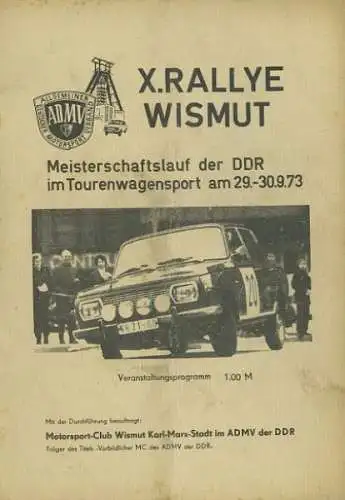 Programm 10. Rallye Wismut 29.-30.9.1973