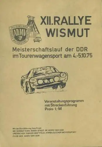 Programm 12. Rallye Wismut 4.-5.10.1975