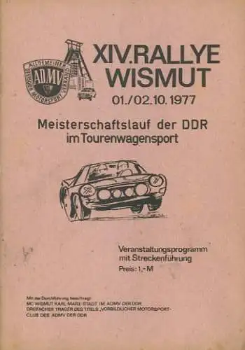 Programm 14. Rallye Wismut 1.-2.10.1977