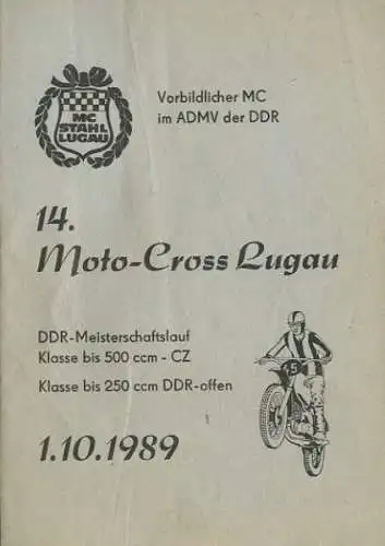 Programm Moto Cross in Lugau 1.-10.1989