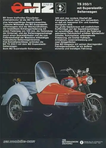 MZ TS 250/1 mit Seitenwagen Prospekt 1979/80