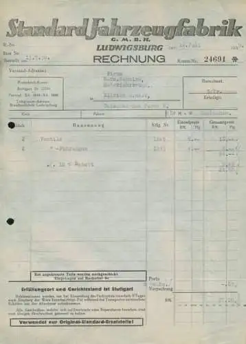 Standard Rechnung von 1930