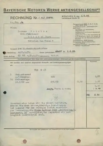 BMW Rechnung von 1932