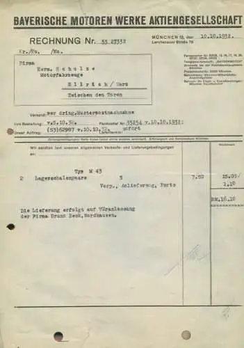 BMW Rechnung von 1932