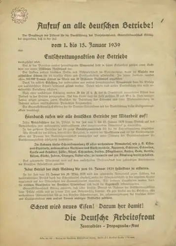 Deutsche Arbeiterfront Schreiben Aufruf an alle Betriebe 1.1939