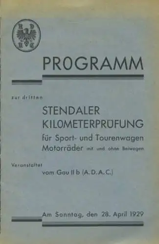 Stendaler Kilometerprüfung Programm 4.1929