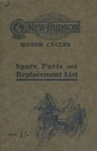 New Hudson Motor Cycles Teileliste / Spare Parts 1921-1924