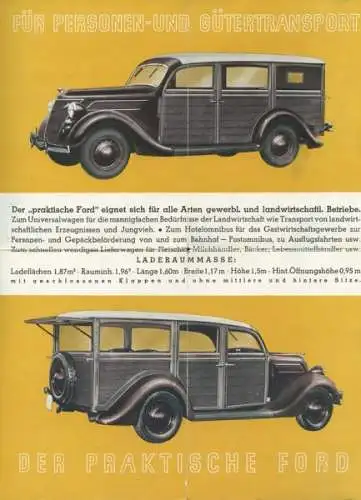 Ford V 8 Kombinationswagen Prospekt 1930er Jahre