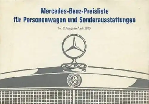 Mercedes-Benz Preisliste 4.1970