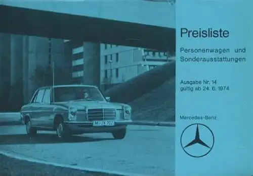 Mercedes-Benz Preisliste 6.1974