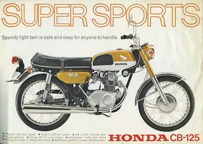 Honda CB 125 Super Sports Prospekt ca. 1970