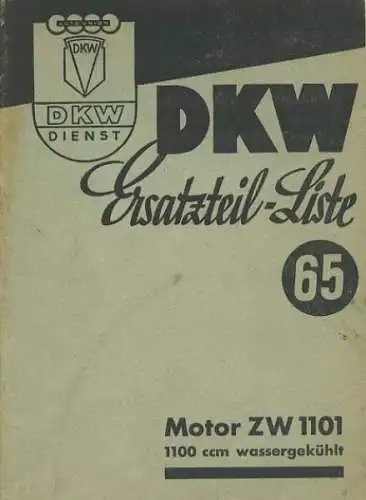 DKW Motor ZW 1101 Ersatzteilliste 65 2.1941