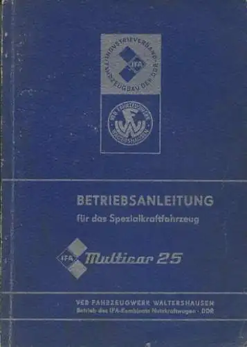 IFA Multicar 25 Bedienungsanleitung 7.1980