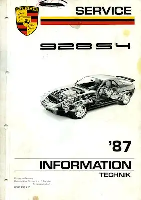 Porsche 928 S4 Kundendienst Information 1987