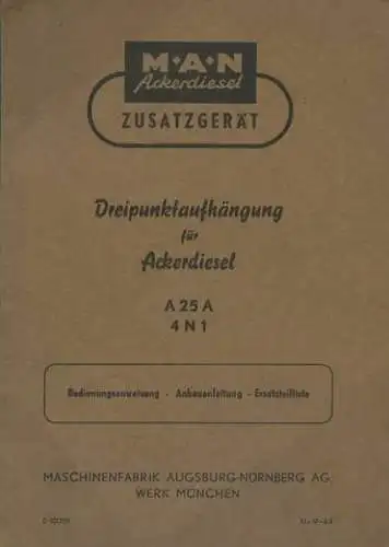 MAN Schlepper Zusatzgerät Bedienungsanleitung 1960er Jahre