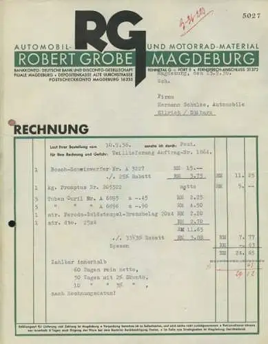 Richard Grobe Magdeburg Rechnung 1935/36