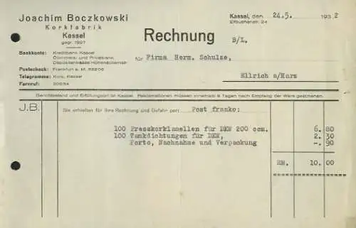 Joachim Boczkowski, Kassel Rechnung 1932/34