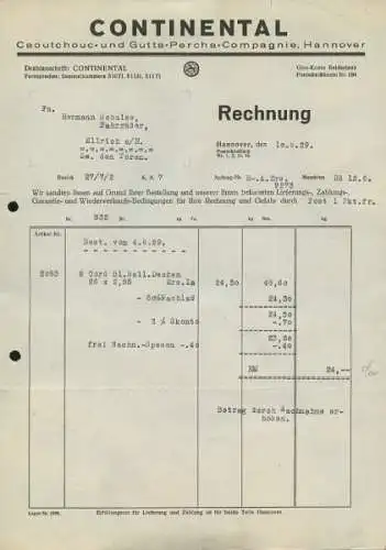 Continental Hannover Rechnung 1928/29