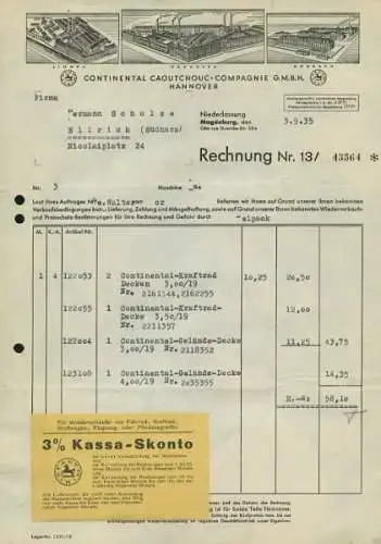 Continental Hannover Rechnung 1933/35