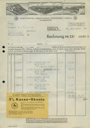 Continental Hannover 5 Rechnungen 1933/35