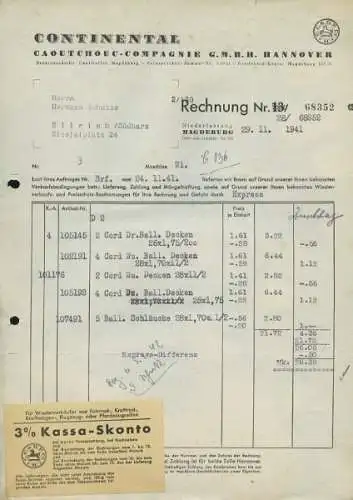 Continental Hannover Rechnung 1936/41