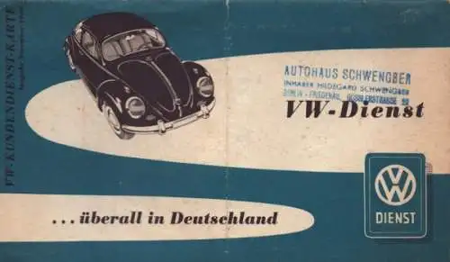 VW Kundendienstkarte Deutschland 11.1960