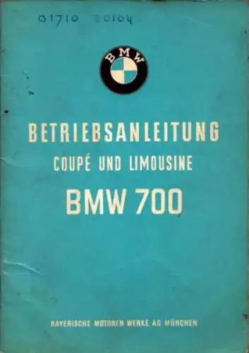 BMW 700 Coupé und Limousine Bedienungsanleitung 4.1961