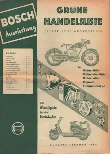 Bosch Grüne Handelsliste 1954