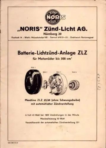 Noris Batterie-Lichtzünd-Anlage ZLZ 45/60 1.1950