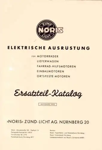 Noris Zünd-Licht Ersatzteile Katalog 1953