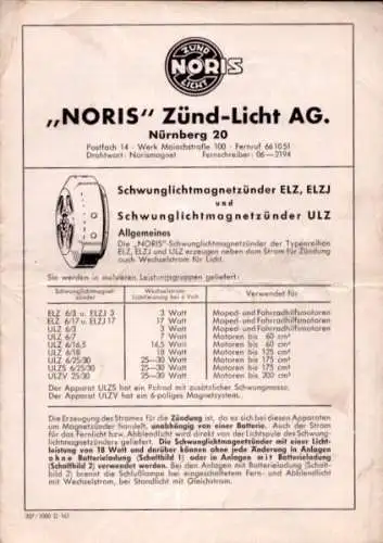 Noris Schwunglichtmagnetzünder ELZ ELZJ ULZ 3.1957