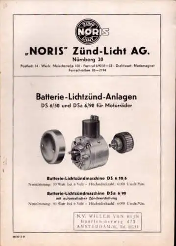 Noris Batterie-Lichtzünd-Anlagen DS 6/50 und DSa 6/90 5.1952