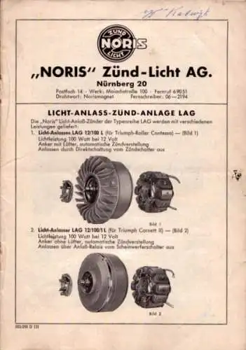 Noris Licht-Anlass-Zünd-Anlage LAG 8.1955