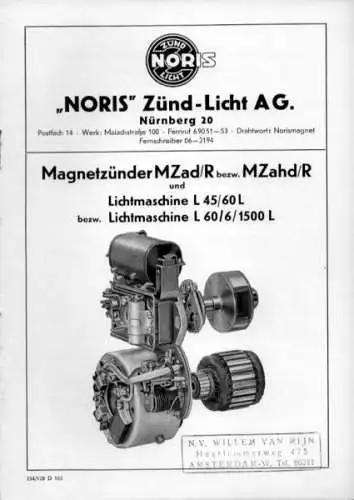 Noris Magnetzünder MZ ad/R und Lichtmaschine L 45/60/L 2.1954