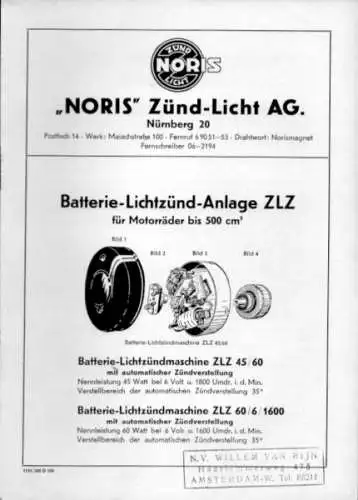 Noris Batterie-Lichtzünd-Anlage ZLZ 11.1953