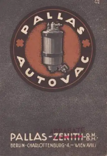 Pallas Autovac Unterdruck Brennstoff Förderung 7.1921