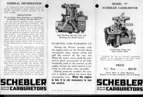 Schebler Vergaser Modell T Ersatzteilliste 5.1930