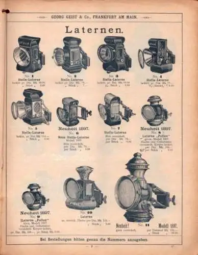 Georg Geist Illustrierte Preisliste Velocized Artikel 1897/98