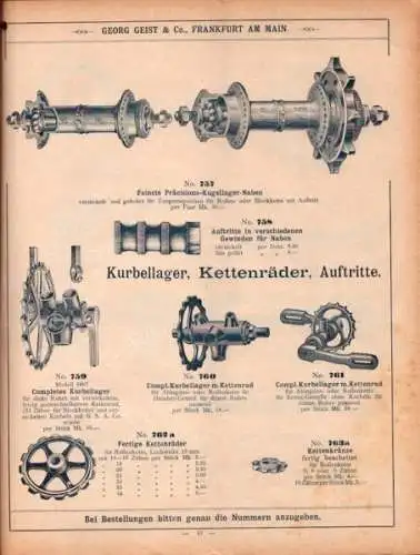 Georg Geist Illustrierte Preisliste Velocized Artikel 1897/98