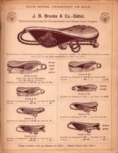 Ellis Menke Fahrradbestandteile und Zubehör Katalog 1899