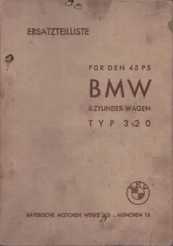BMW 320 Ersatzteilliste 1939
