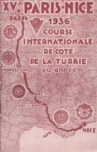 Programm XV e Paris-Nice Course International 1936