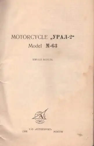 M 63 Motorrad Bedienungsanleitung ca. 1960