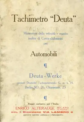 Deuta Tachometer Prospekt ca. 1914/20