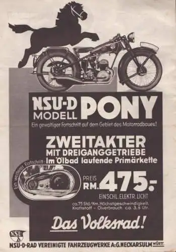 NSU Pony 200 Prospekt 1935