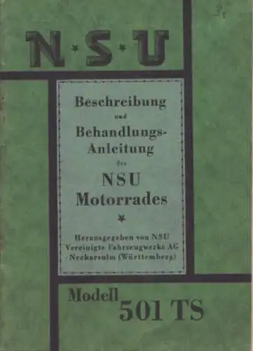 NSU 501 TS Bedienungsanleitung 4.1930